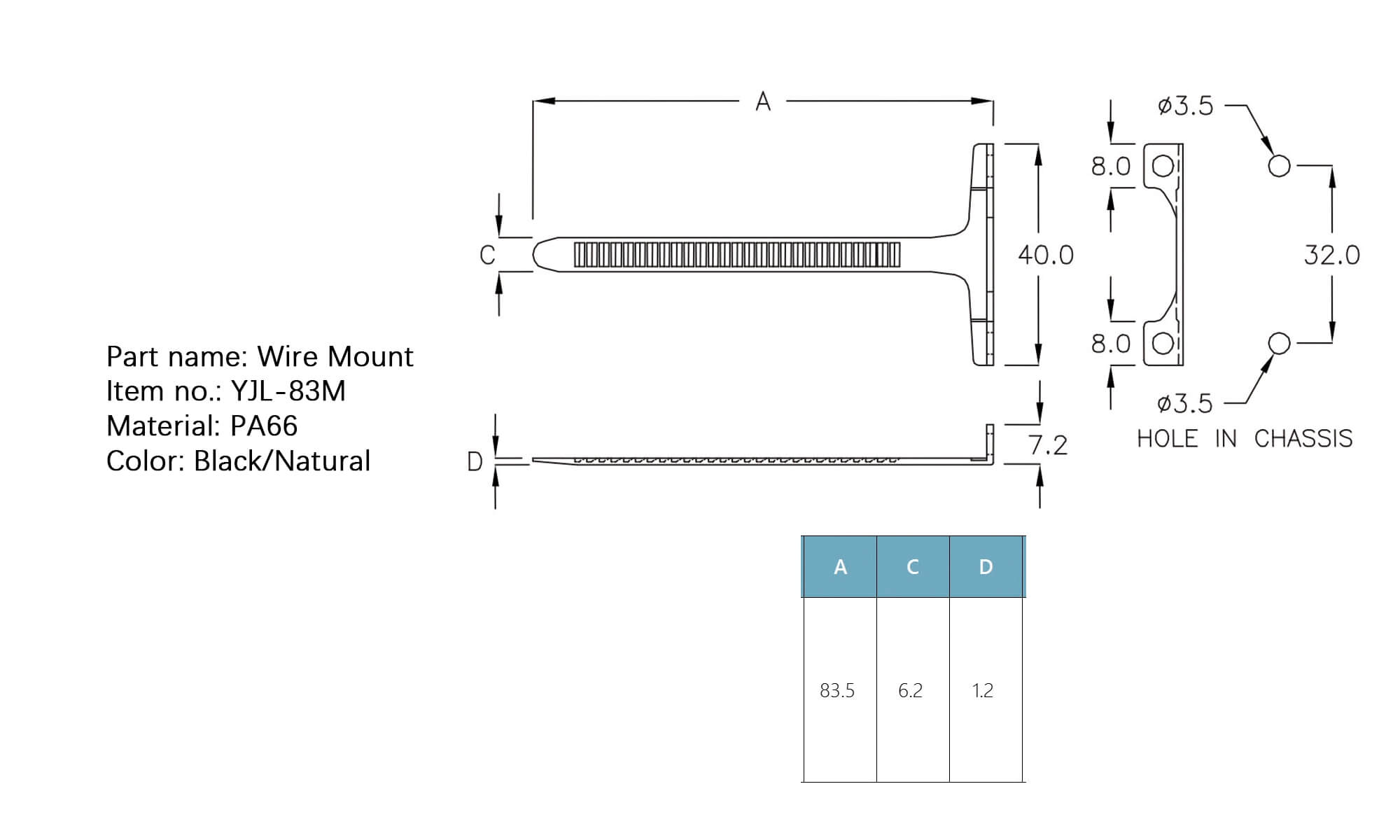 Plastic Wire Mount YJL-83M